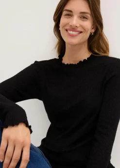 bonprix Shirts & Tops^Rippshirt aus Viskose-Mix schwarz