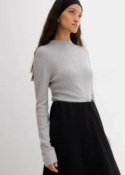 bonprix Shirts & Tops^Rippshirt aus Viskose-Mix hellgrau meliert meliert