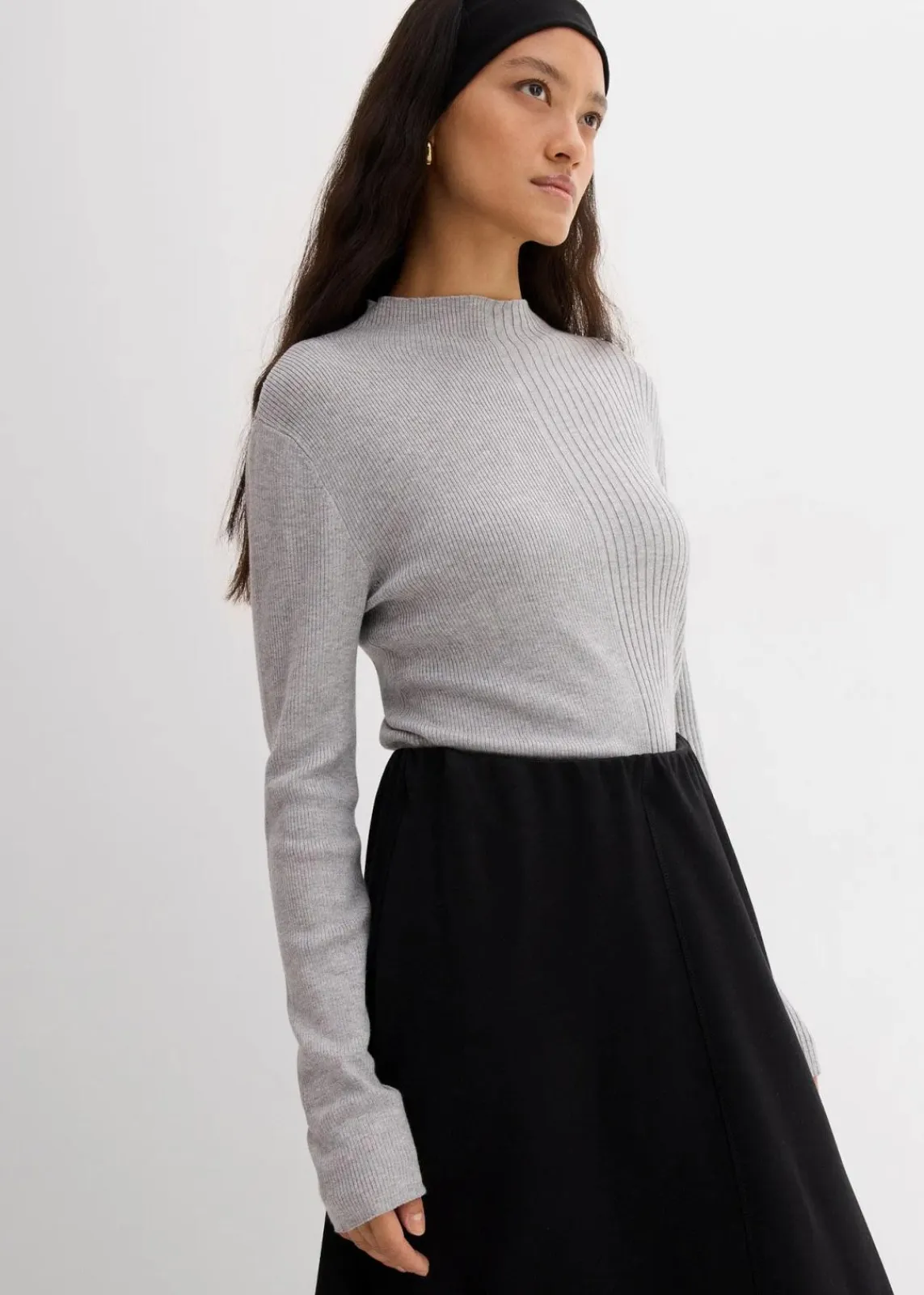 bonprix Shirts & Tops^Rippshirt aus Viskose-Mix hellgrau meliert meliert