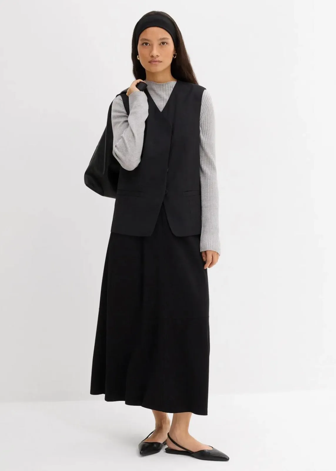 bonprix Shirts & Tops^Rippshirt aus Viskose-Mix hellgrau meliert meliert