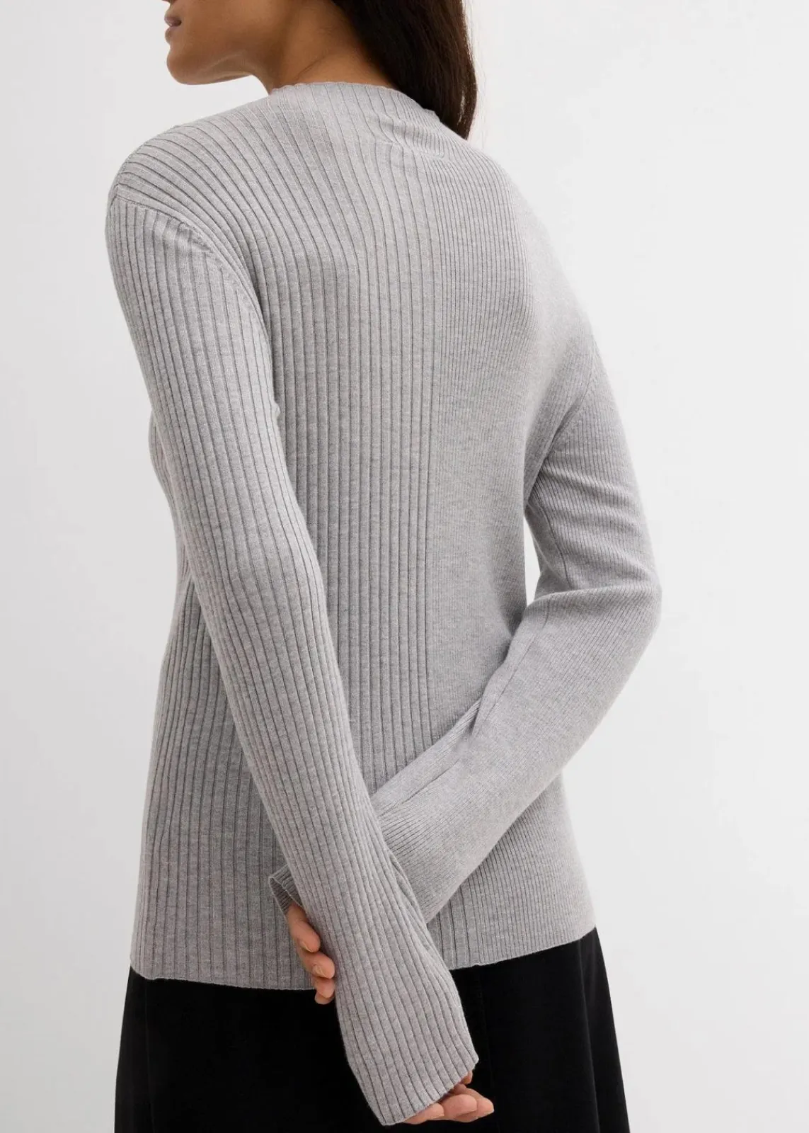 bonprix Shirts & Tops^Rippshirt aus Viskose-Mix hellgrau meliert meliert