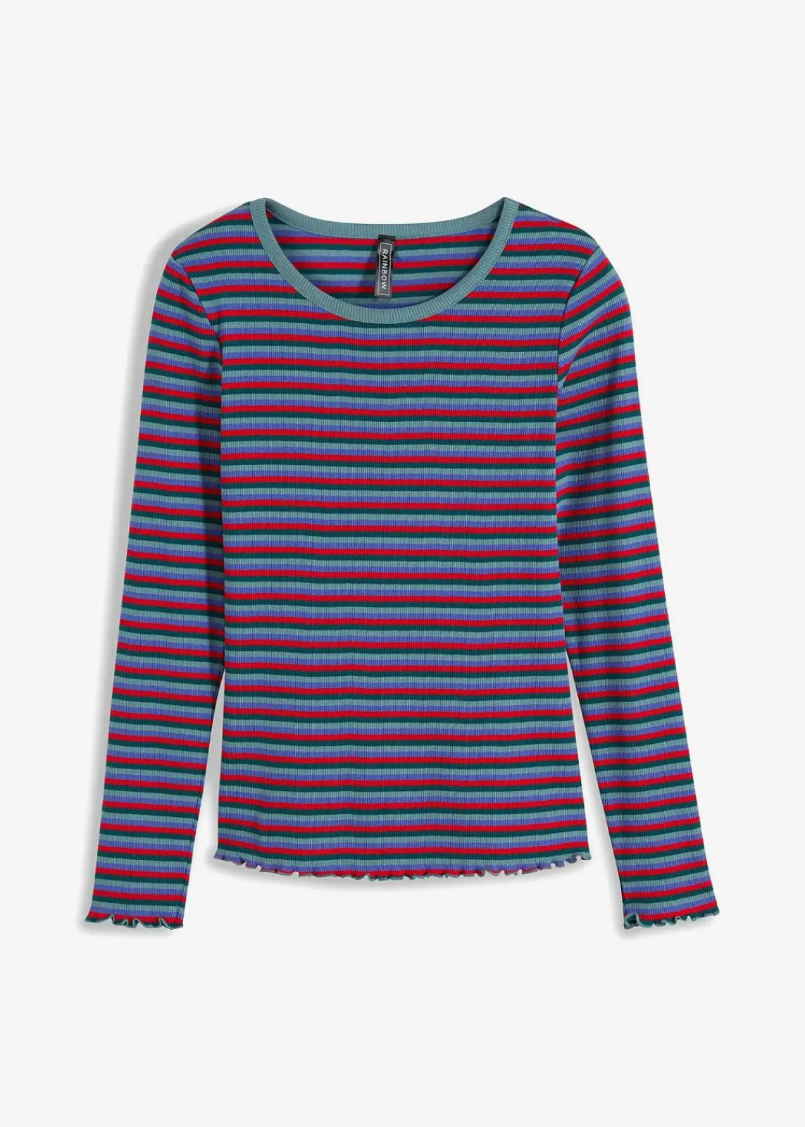 bonprix Shirts & Tops^Rippshirt gestreift aus Bio-Baumwolle petrol/mineralblau/lilablau/tomatenrot gestreift