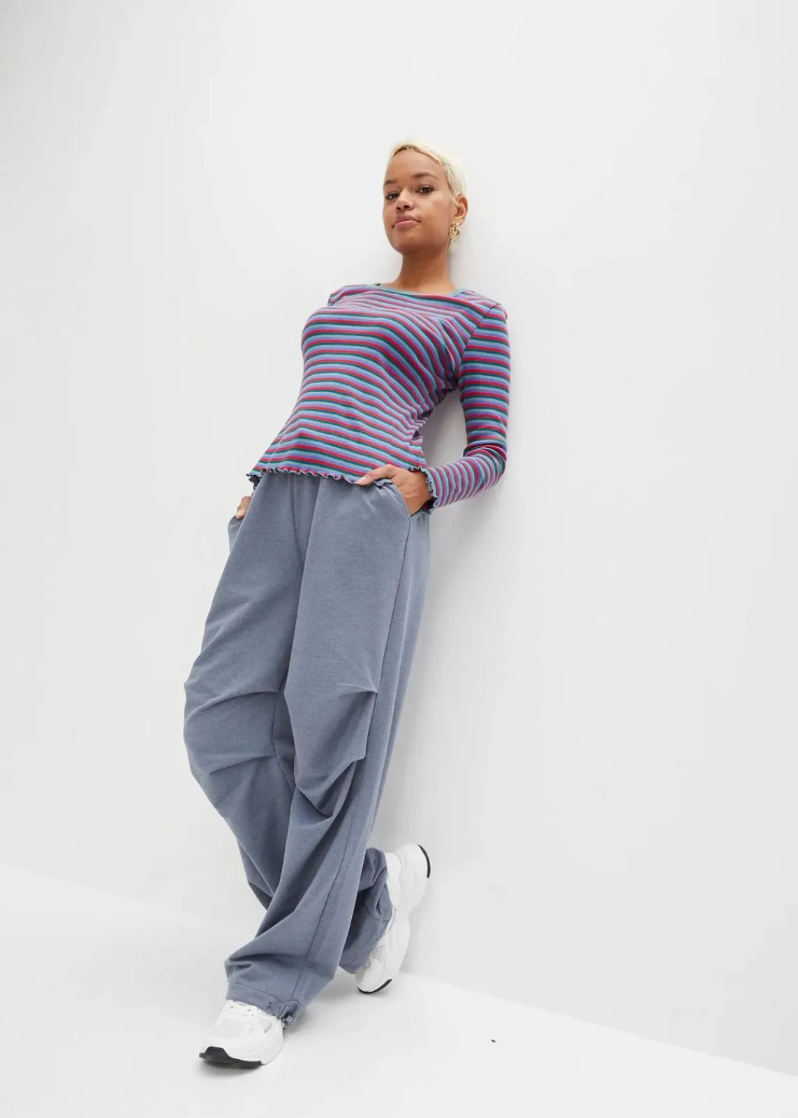bonprix Shirts & Tops^Rippshirt gestreift aus Bio-Baumwolle petrol/mineralblau/lilablau/tomatenrot gestreift