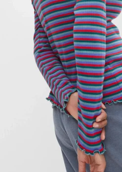 bonprix Shirts & Tops^Rippshirt gestreift aus Bio-Baumwolle petrol/mineralblau/lilablau/tomatenrot gestreift