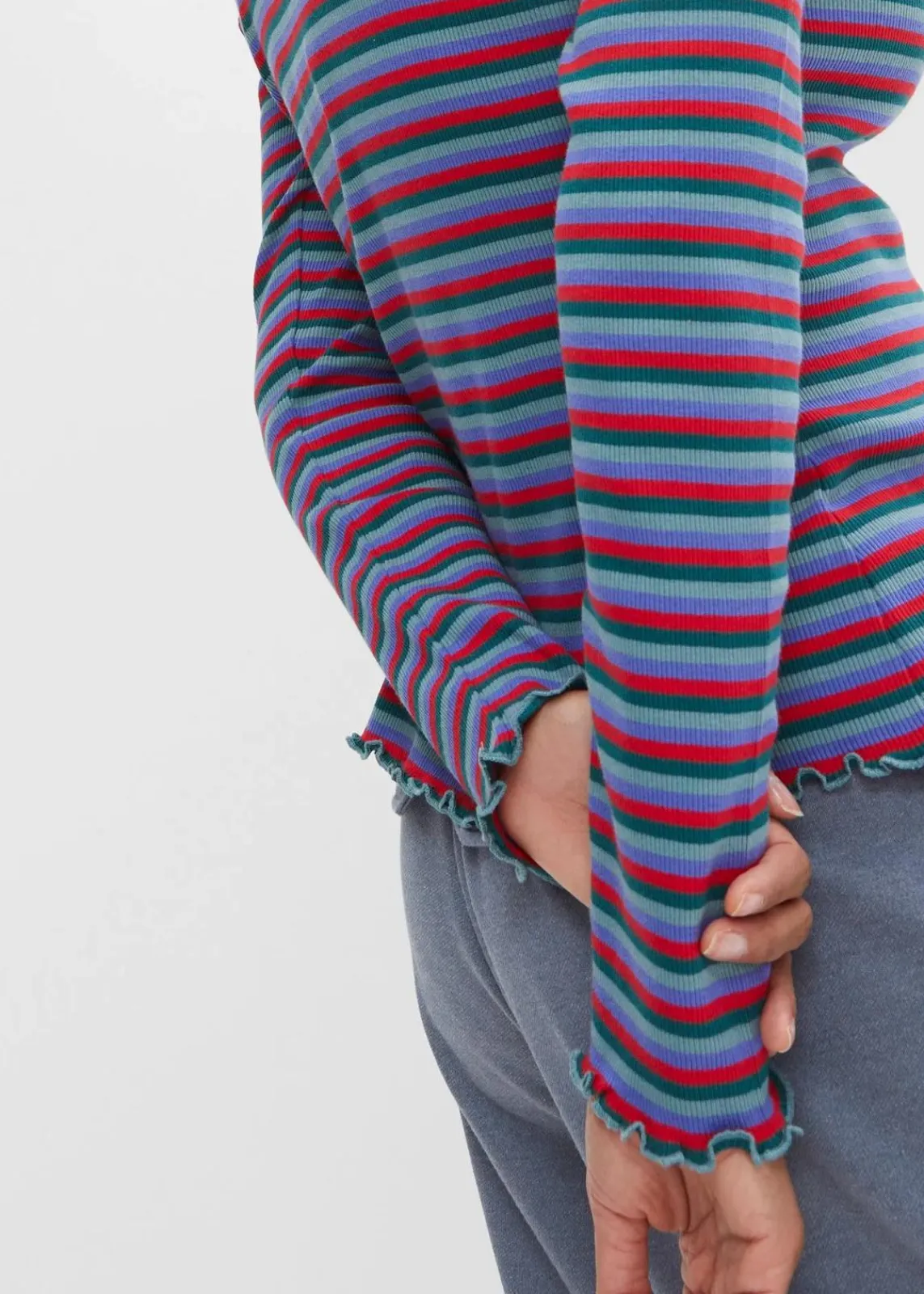 bonprix Shirts & Tops^Rippshirt gestreift aus Bio-Baumwolle petrol/mineralblau/lilablau/tomatenrot gestreift