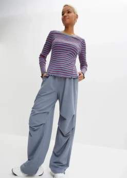 bonprix Shirts & Tops^Rippshirt gestreift aus Bio-Baumwolle petrol/mineralblau/lilablau/tomatenrot gestreift