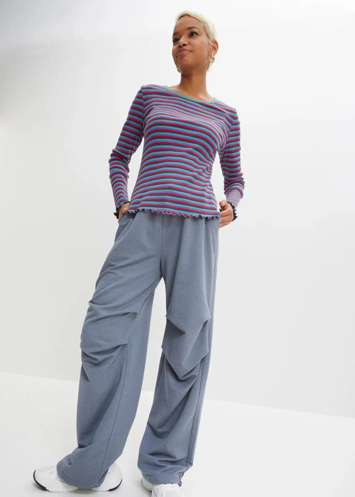 bonprix Shirts & Tops^Rippshirt gestreift aus Bio-Baumwolle petrol/mineralblau/lilablau/tomatenrot gestreift