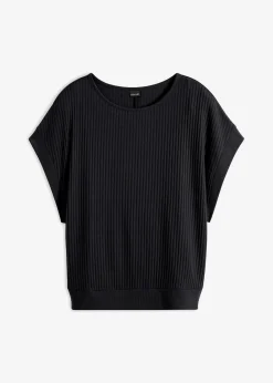 bonprix Shirts & Tops^Rippshirt mit Fledermausärmeln schwarz