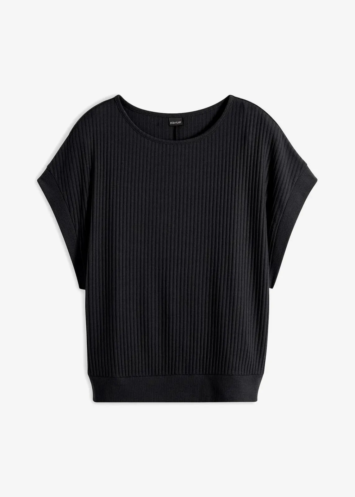 bonprix Shirts & Tops^Rippshirt mit Fledermausärmeln schwarz