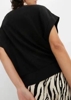 bonprix Shirts & Tops^Rippshirt mit Fledermausärmeln schwarz