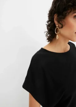 bonprix Shirts & Tops^Rippshirt mit Fledermausärmeln schwarz