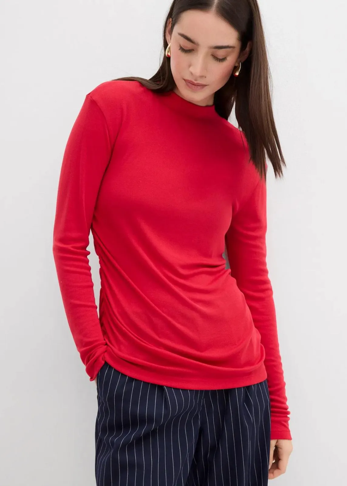bonprix Shirts & Tops^Rippshirt mit Raffung rot