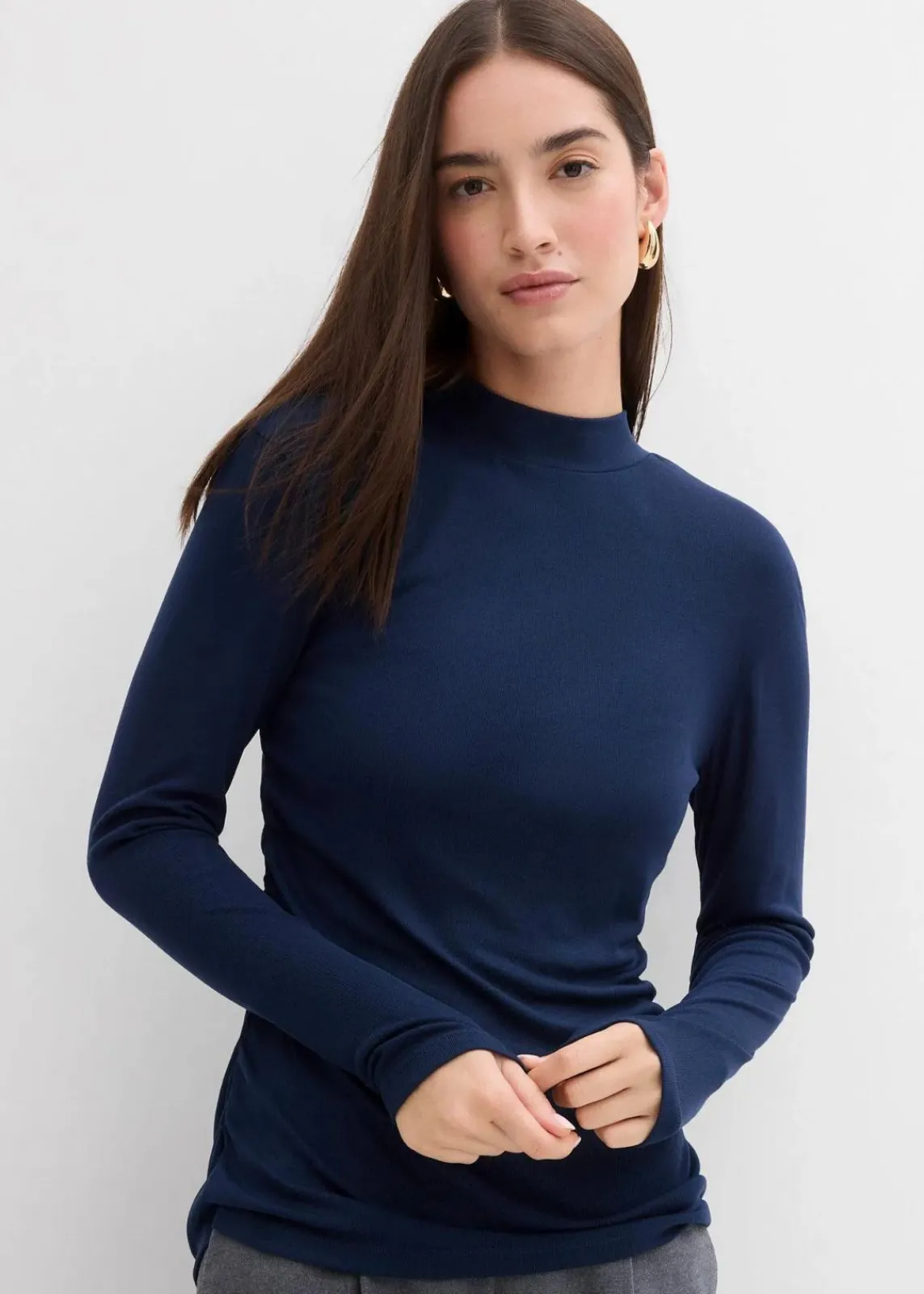 bonprix Shirts & Tops^Rippshirt mit Raffung dunkelblau