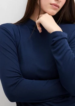 bonprix Shirts & Tops^Rippshirt mit Raffung dunkelblau