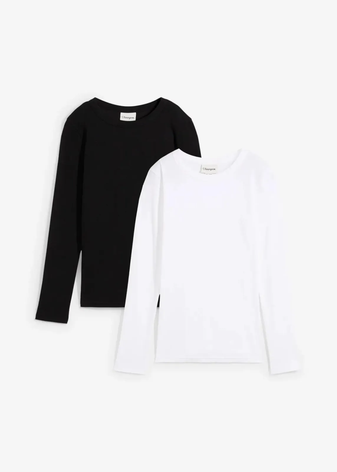 bonprix Shirts & Tops|Basics^Rippshirt mit reiner Bio-Baumwolle, (2er Pack) schwarz/weiß
