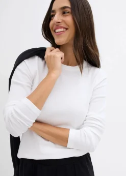 bonprix Shirts & Tops|Basics^Rippshirt mit reiner Bio-Baumwolle, (2er Pack) schwarz/weiß