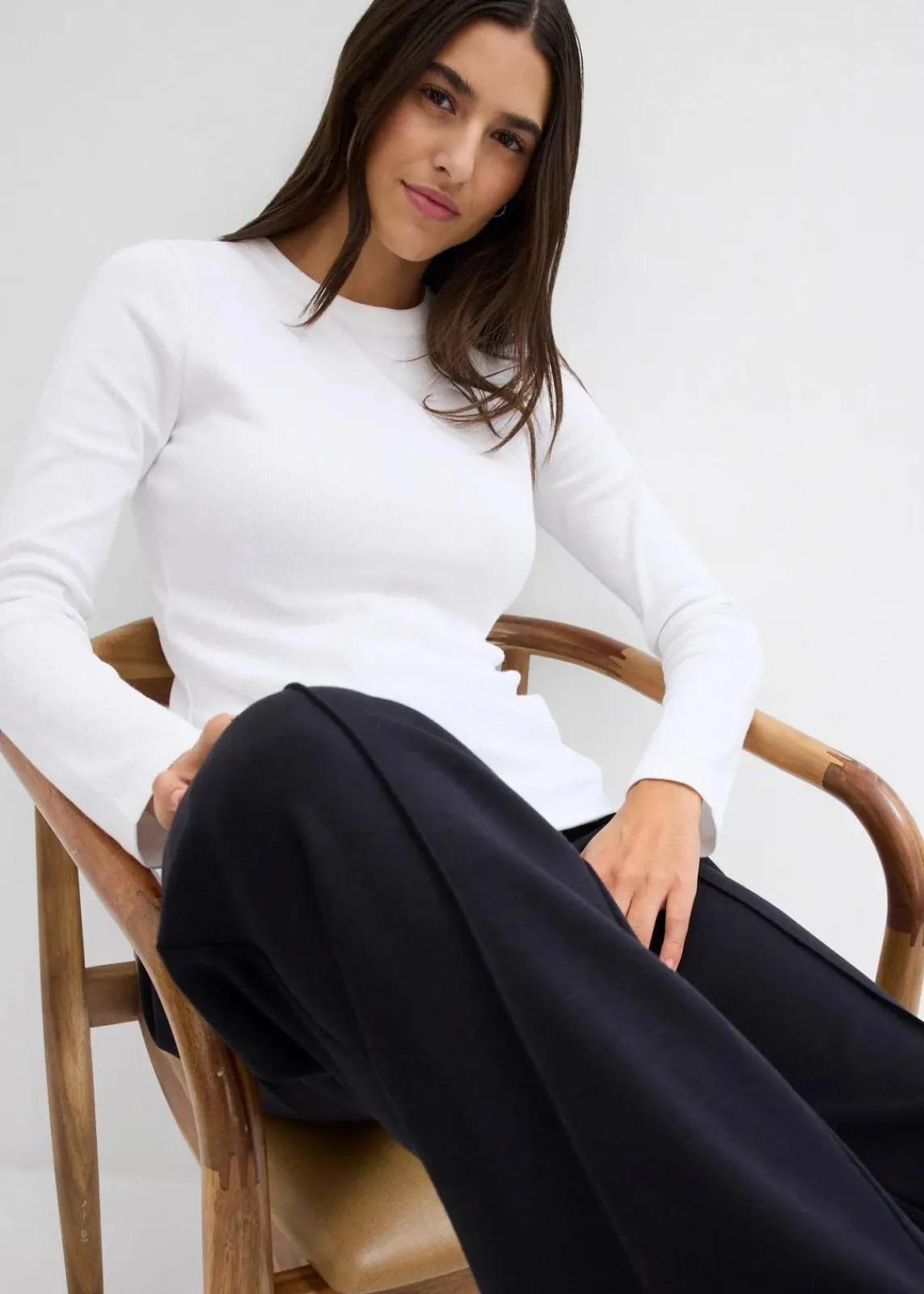bonprix Shirts & Tops|Basics^Rippshirt mit reiner Bio-Baumwolle, (2er Pack) schwarz/weiß