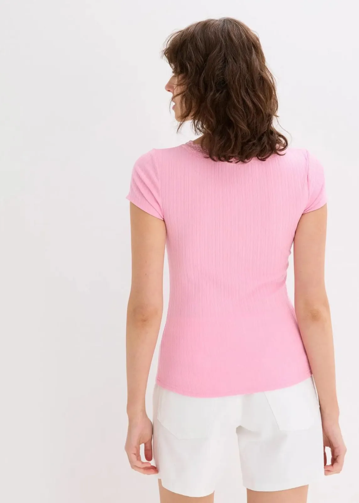 bonprix Shirts & Tops^Rippshirt mit Spitzendetail (2er Pack) erdbeere/rosa