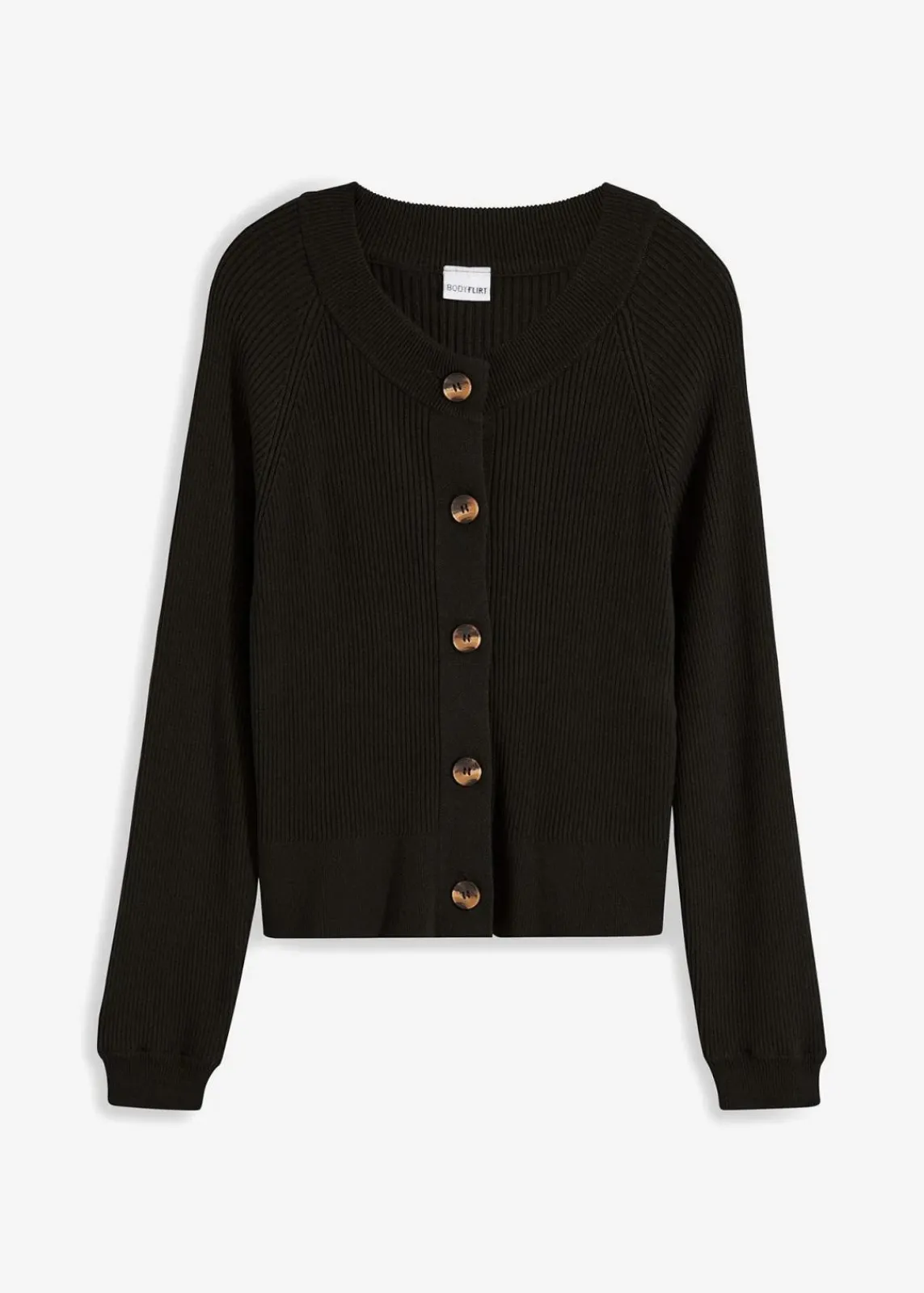 bonprix Pullover & Strickjacken|Strickmode^Ripp-Strickjacke in Viskose-Mix schwarz