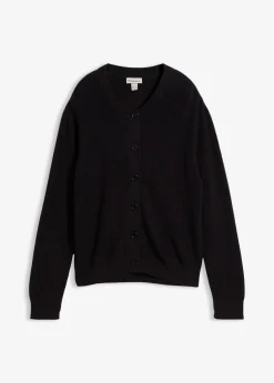bonprix Pullover & Strickjacken|Basics^Rippstrickjacke, Rundhals schwarz