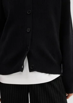 bonprix Pullover & Strickjacken|Basics^Rippstrickjacke, Rundhals schwarz