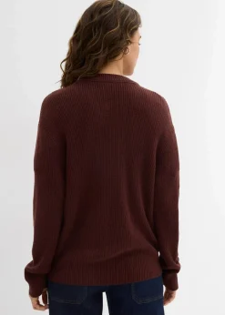 bonprix Bekleidung·Umstandsmode|Bekleidung·Röcke^Rippstrickjacke, Rundhals kaffeebraun