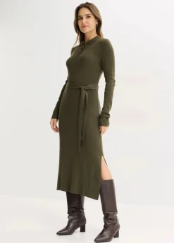 bonprix Bekleidung·Umstandsmode|Strickmode^Ripp-Strickkleid aus Viskose-Mix dunkeloliv