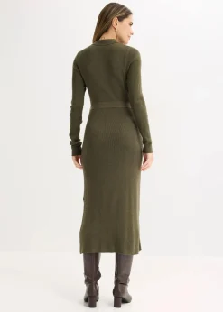 bonprix Bekleidung·Umstandsmode|Strickmode^Ripp-Strickkleid aus Viskose-Mix dunkeloliv