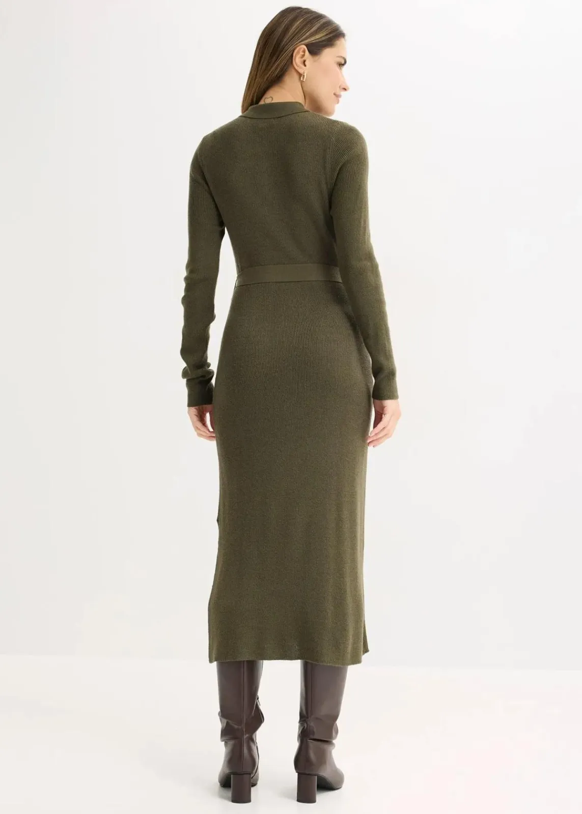 bonprix Bekleidung·Umstandsmode|Strickmode^Ripp-Strickkleid aus Viskose-Mix dunkeloliv
