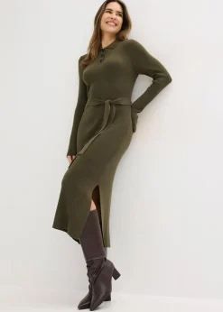 bonprix Bekleidung·Umstandsmode|Strickmode^Ripp-Strickkleid aus Viskose-Mix dunkeloliv