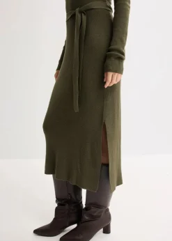 bonprix Bekleidung·Umstandsmode|Strickmode^Ripp-Strickkleid aus Viskose-Mix dunkeloliv