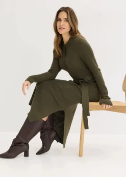 bonprix Bekleidung·Umstandsmode|Strickmode^Ripp-Strickkleid aus Viskose-Mix dunkeloliv