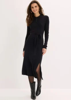 bonprix Bekleidung·Umstandsmode|Strickmode^Ripp-Strickkleid aus Viskose-Mix schwarz