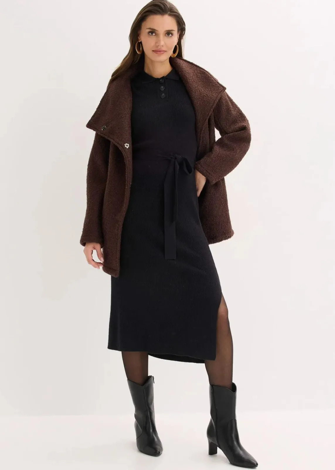 bonprix Bekleidung·Umstandsmode|Strickmode^Ripp-Strickkleid aus Viskose-Mix schwarz