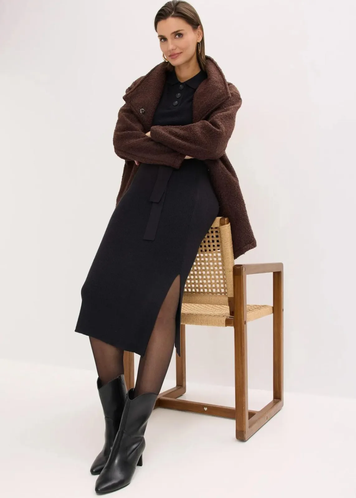 bonprix Bekleidung·Umstandsmode|Strickmode^Ripp-Strickkleid aus Viskose-Mix schwarz