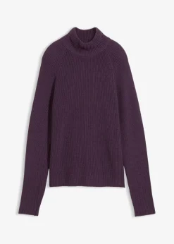 bonprix Bekleidung·Umstandsmode|Strickmode^Rippstrickpullover aus reiner Bio-Baumwolle pflaume