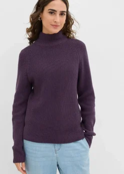 bonprix Bekleidung·Umstandsmode|Strickmode^Rippstrickpullover aus reiner Bio-Baumwolle pflaume