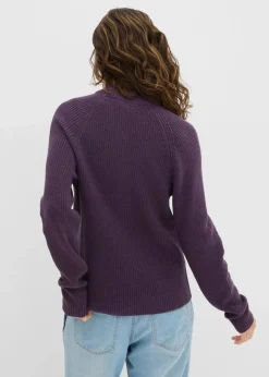 bonprix Bekleidung·Umstandsmode|Strickmode^Rippstrickpullover aus reiner Bio-Baumwolle pflaume