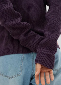 bonprix Bekleidung·Umstandsmode|Strickmode^Rippstrickpullover aus reiner Bio-Baumwolle pflaume