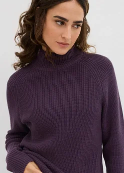 bonprix Bekleidung·Umstandsmode|Strickmode^Rippstrickpullover aus reiner Bio-Baumwolle pflaume