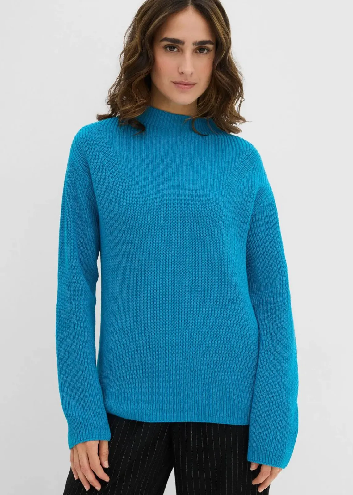 bonprix Bekleidung·Umstandsmode|Strickmode^Rippstrickpullover aus reiner Bio-Baumwolle atlantiktürkis