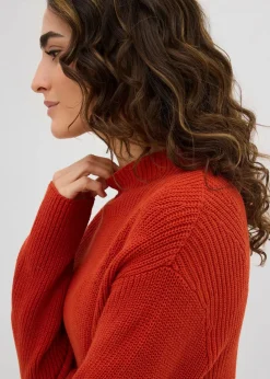 bonprix Bekleidung·Umstandsmode|Strickmode^Rippstrickpullover aus reiner Bio-Baumwolle lavaorange