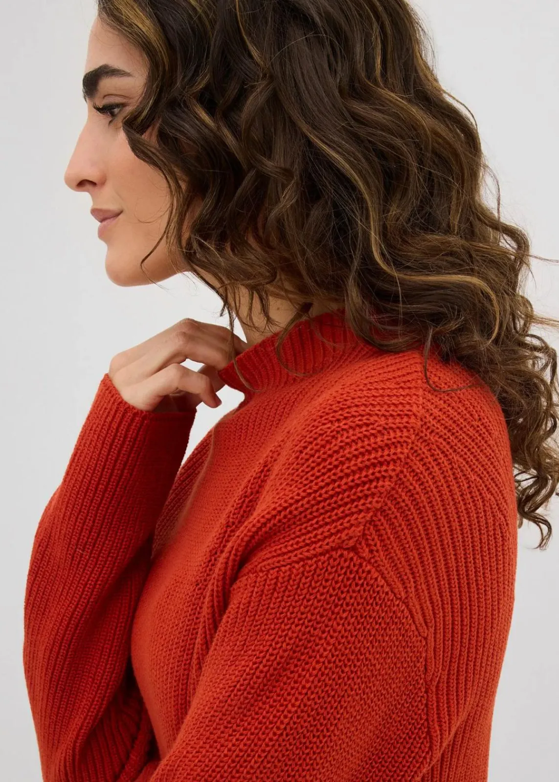 bonprix Bekleidung·Umstandsmode|Strickmode^Rippstrickpullover aus reiner Bio-Baumwolle lavaorange
