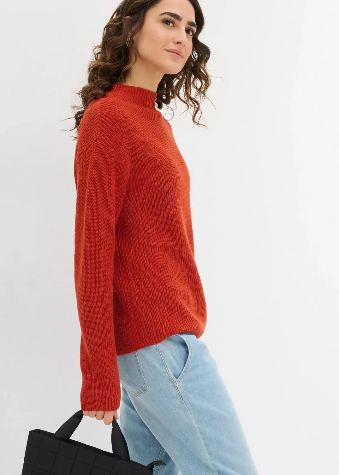 bonprix Bekleidung·Umstandsmode|Strickmode^Rippstrickpullover aus reiner Bio-Baumwolle lavaorange
