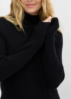 bonprix Bekleidung·Umstandsmode|Strickmode^Rippstrickpullover aus reiner Bio-Baumwolle schwarz