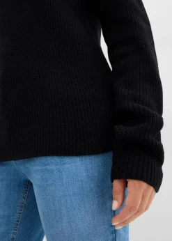 bonprix Bekleidung·Umstandsmode|Strickmode^Rippstrickpullover aus reiner Bio-Baumwolle schwarz