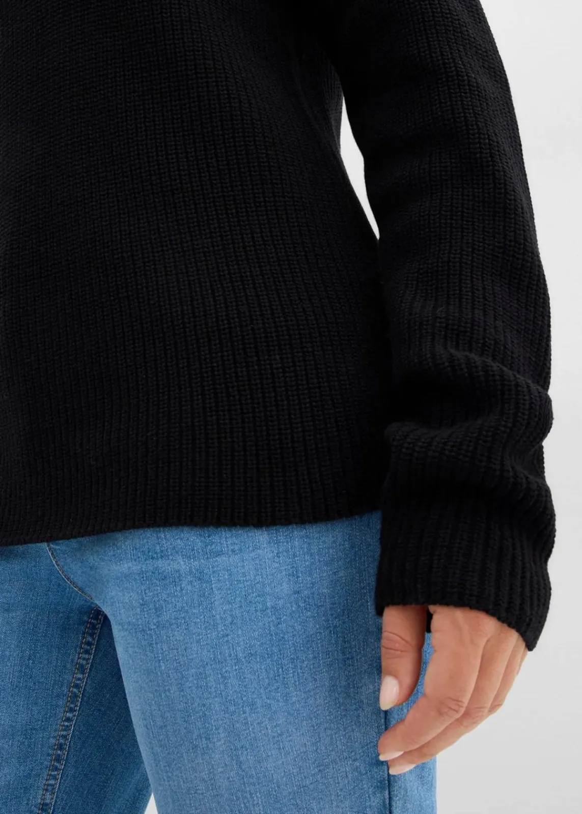 bonprix Bekleidung·Umstandsmode|Strickmode^Rippstrickpullover aus reiner Bio-Baumwolle schwarz