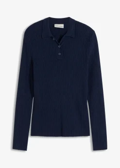 bonprix Nachhaltigere Materialien^Ripp-Strickpullover aus Viskose-Mix dunkelblau