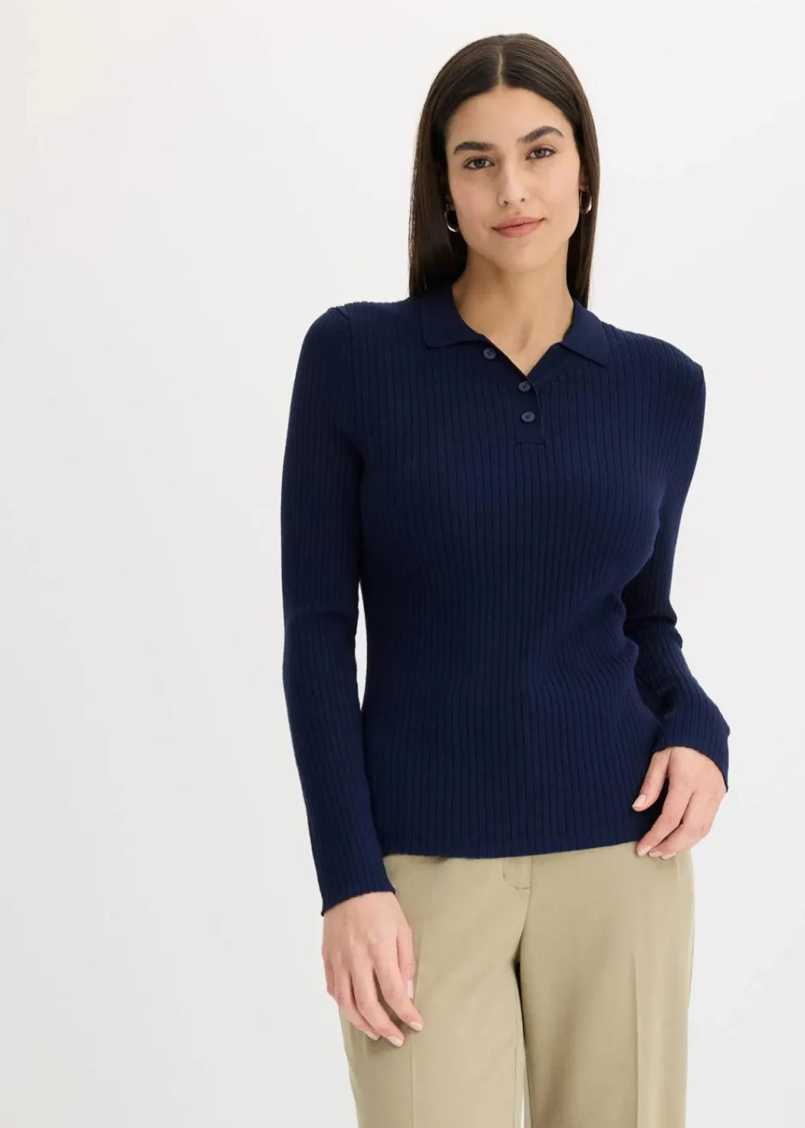 bonprix Nachhaltigere Materialien^Ripp-Strickpullover aus Viskose-Mix dunkelblau