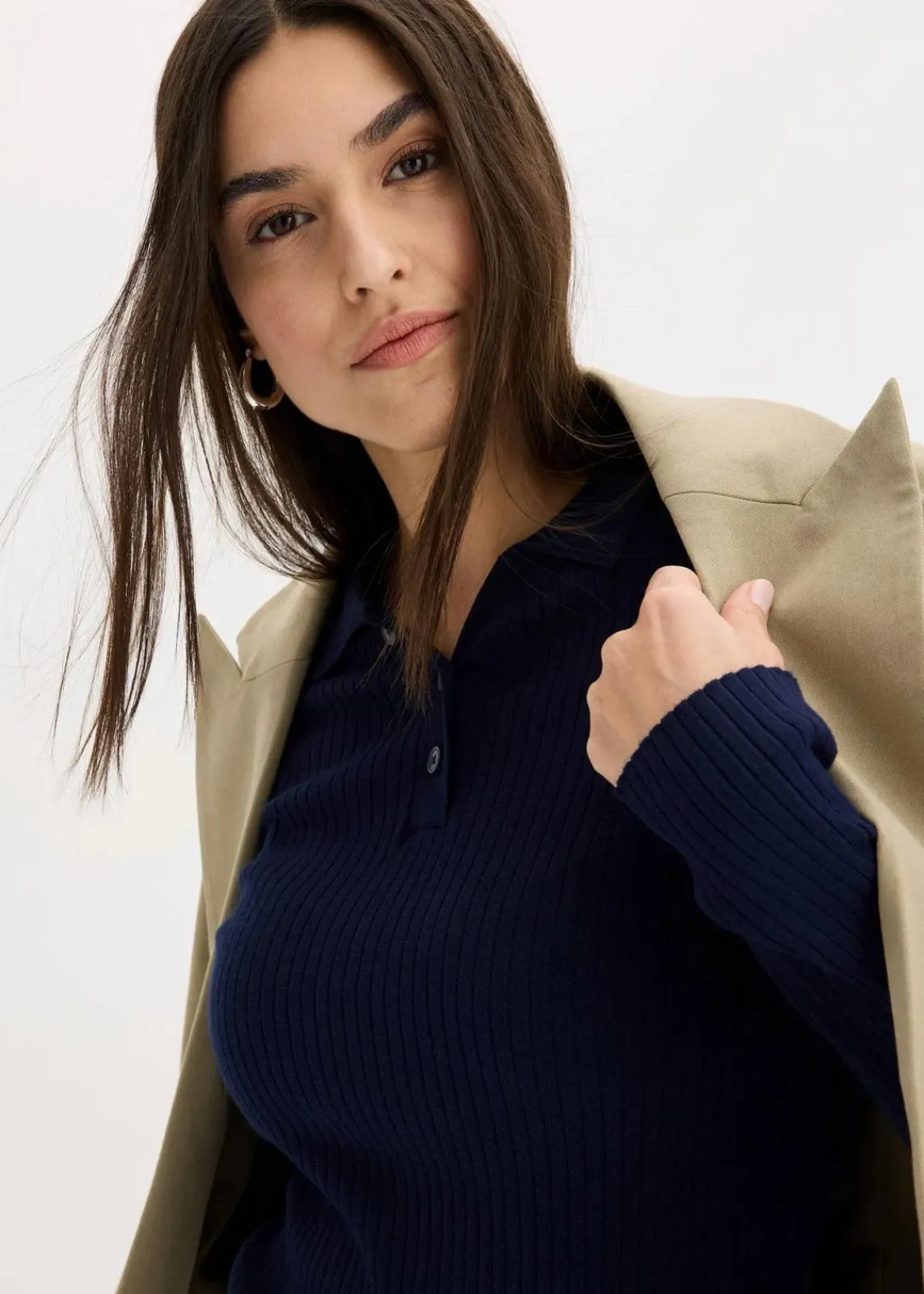 bonprix Nachhaltigere Materialien^Ripp-Strickpullover aus Viskose-Mix dunkelblau